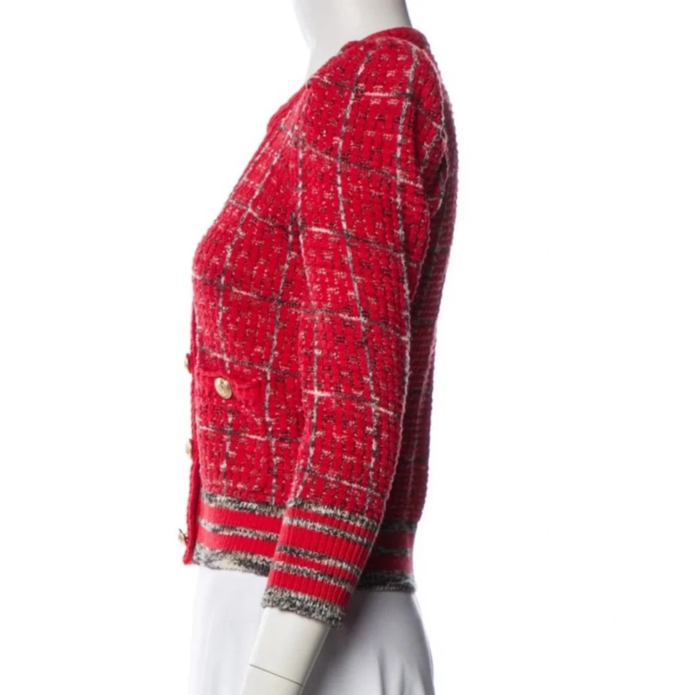 L'Agence Jenni Red Puff Sleeve Cardigan NWOT